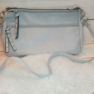 Black Rivet gray leather shoulder bag crossbody purse